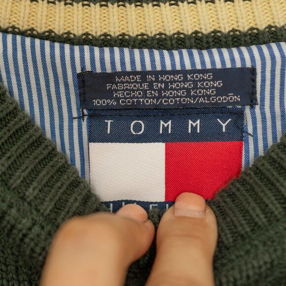 Men's Green Tommy Hilfiger V-Neck Sweater size XL - Picture 5 of 7